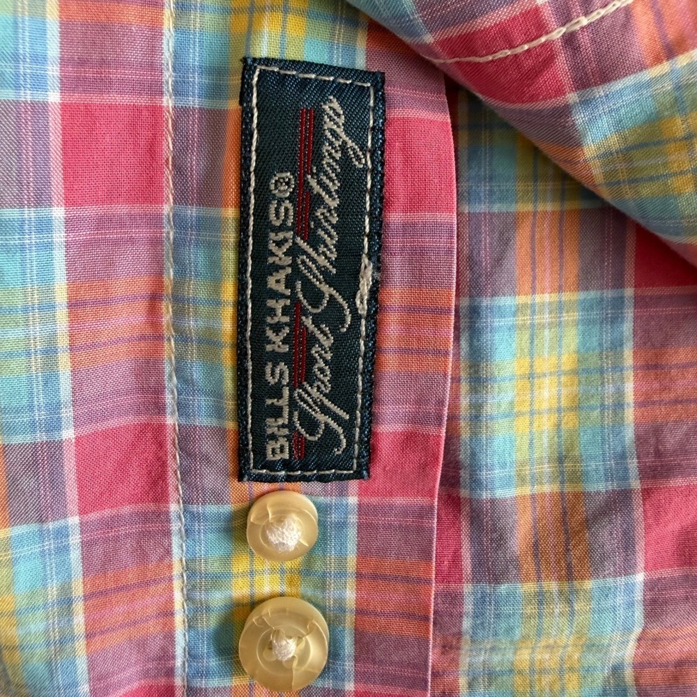 Bills Khakis Sport Shirtings Button Down Men Large Classic Fit Pink Plaid Madras - Picture 4 of 9